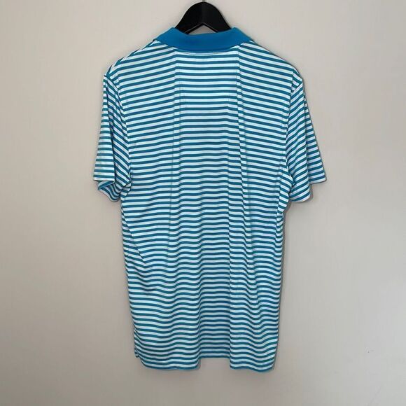 NAUTICA Men's Polo Golf‎ Shirt Striped Short Sleeve Logo Stretch Size Small Aqua - Picture 5 of 8